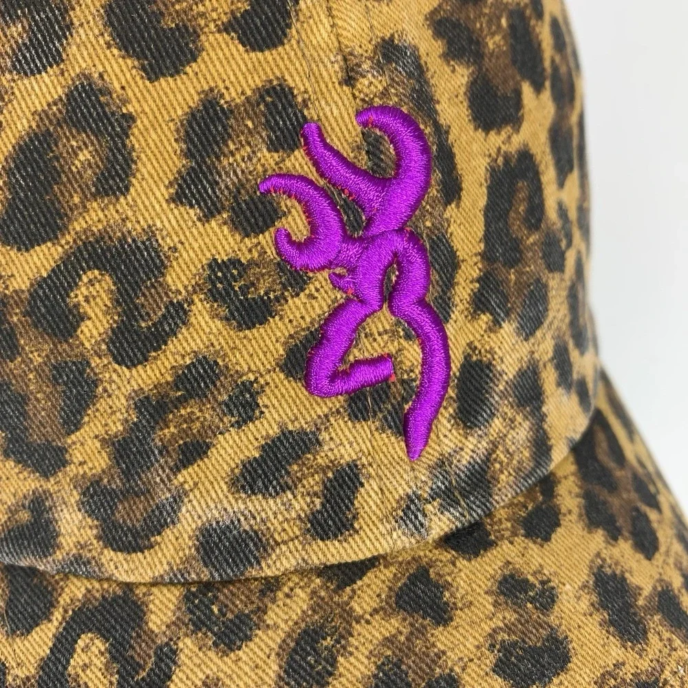 Browning For Her Hat Leopard Print Pink Buckmark OSFA Adjustable Baseball Cap